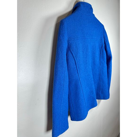 Womens Lands End Wool Blend Coat Jacket Blue Zip Front Size 10 Classic Preppy - Picture 7 of 10